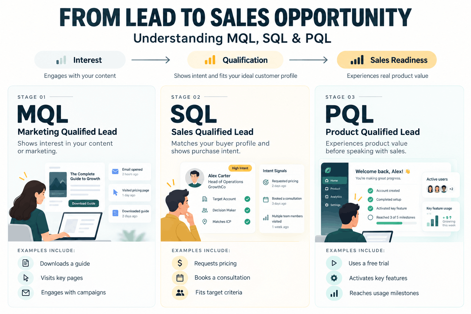 MQL vs SQL vs PQL in lead qualification